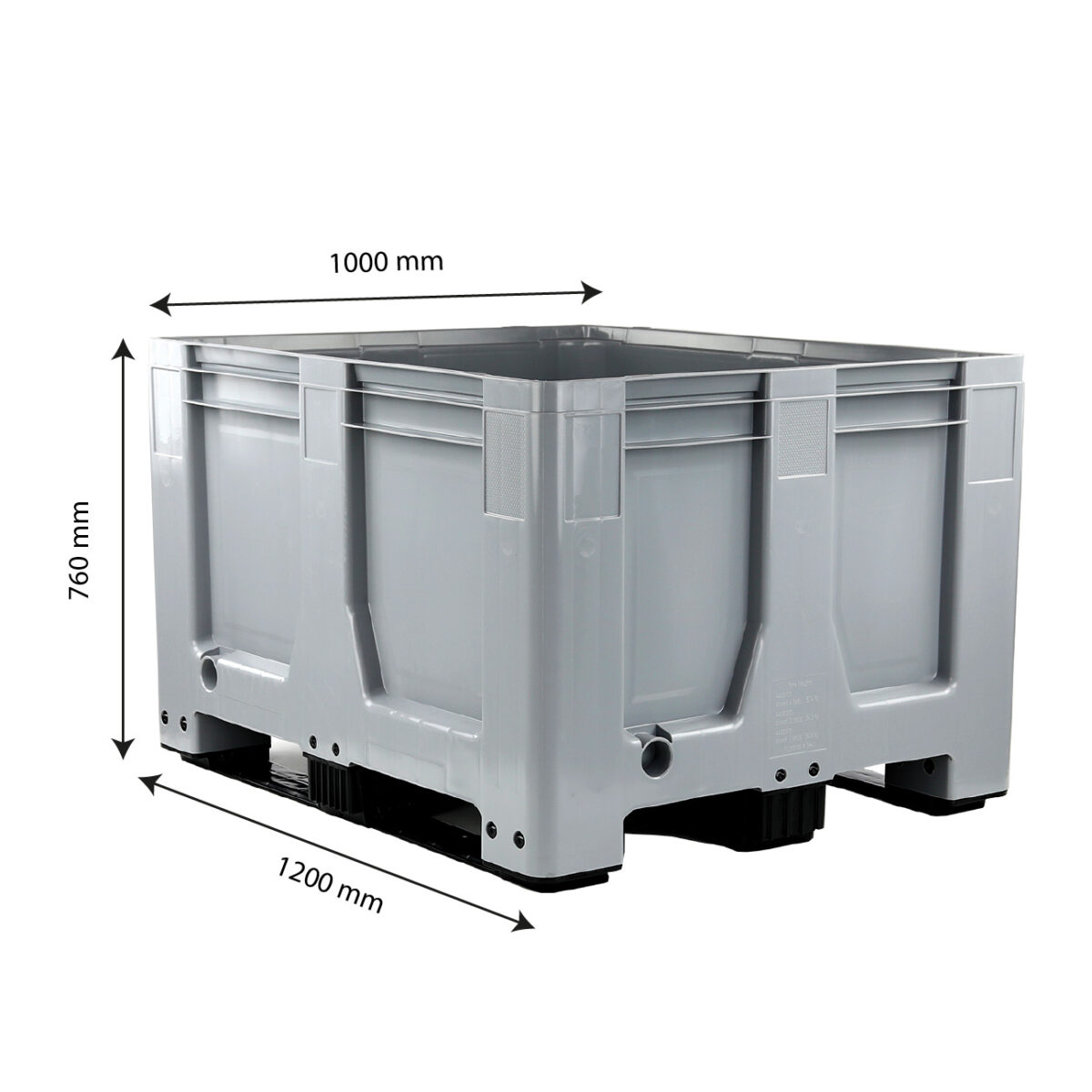 Dimensions caisse palette 610 L avec 3 semelles