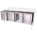 Configuration box modulaire inox sous table adossée