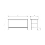 Dimensions table centrale en inox