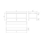 Dimensions table de découpe face à face mixte inox - polyéthylène