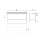 Dimensions table de préparation adossée mixte inox/polyéthylène