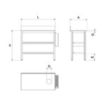 Dimensions table de préparation de poisson avec plateau en polyéthylène bleu