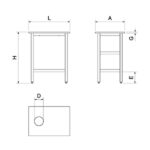 Dimensions table de préparation de poisson - mixte inox/polyétylène