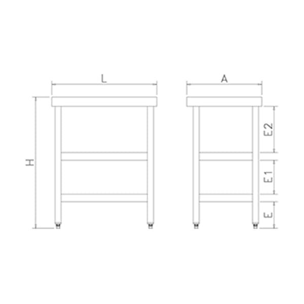 dimensions table inox avec 2 étagères spéciale trancheuse-