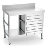 table adossée inox avec 4 tiroirs côte droit