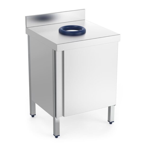 Table adossée inox avec trou vide-déchets