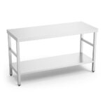 Table centrale en inox avec étagère basse