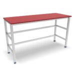 Table de boucher en inox, plateau polyéthylène rouge