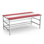 table de découpe face à face mixte inox - polyéthylène rouge