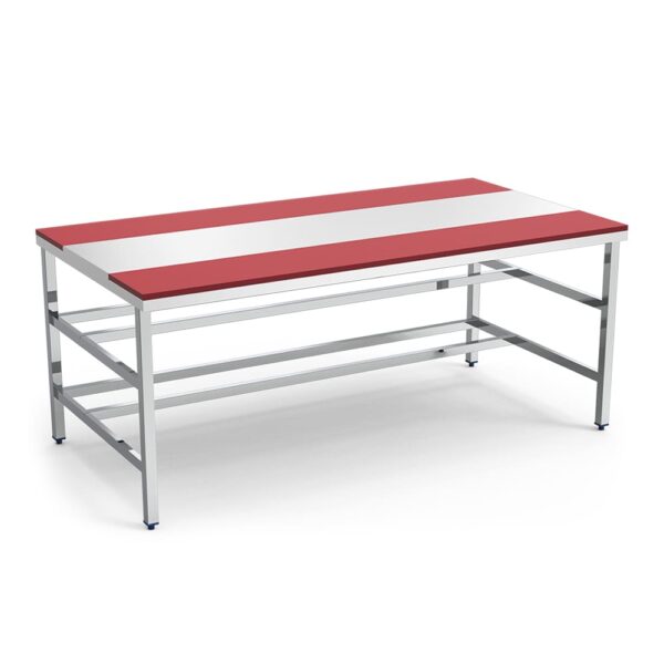 table de découpe face à face mixte inox - polyéthylène rouge