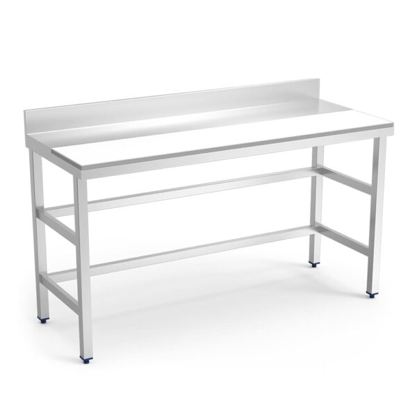 table de préparation adossée mixte inox/polyéthylène