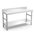 table de préparation adossée mixte inox/polyéthylène avec étagère basse