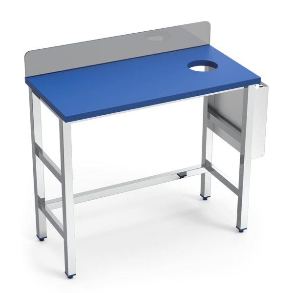 Table de préparation de poisson avec plateau en polyéthylène bleu