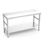 table de préparation centrale mixte inox/polyéthylène avec étagère basse