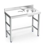 table de préparation mixte avec évier à droite et trou vide-déchets - plateau blanc