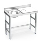 table de préparation mixte avec évier à gauche et trou vide-déchets - plateau blanc