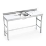 table de préparation mixte avec évier et 2 trous - plateau blanc