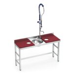 table de préparation mixte avec évier et 2 trous