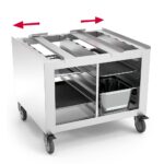 table inox pour four avec corps de guidage